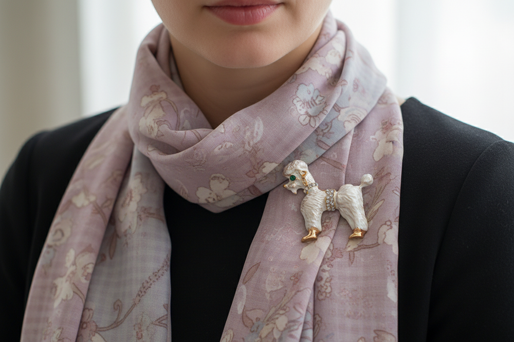 Elegance Poodle Crystal Brooch