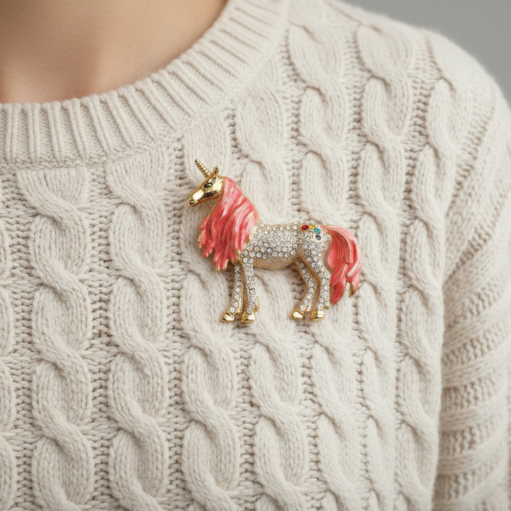Enchanting Pink Unicorn Brooch Pin