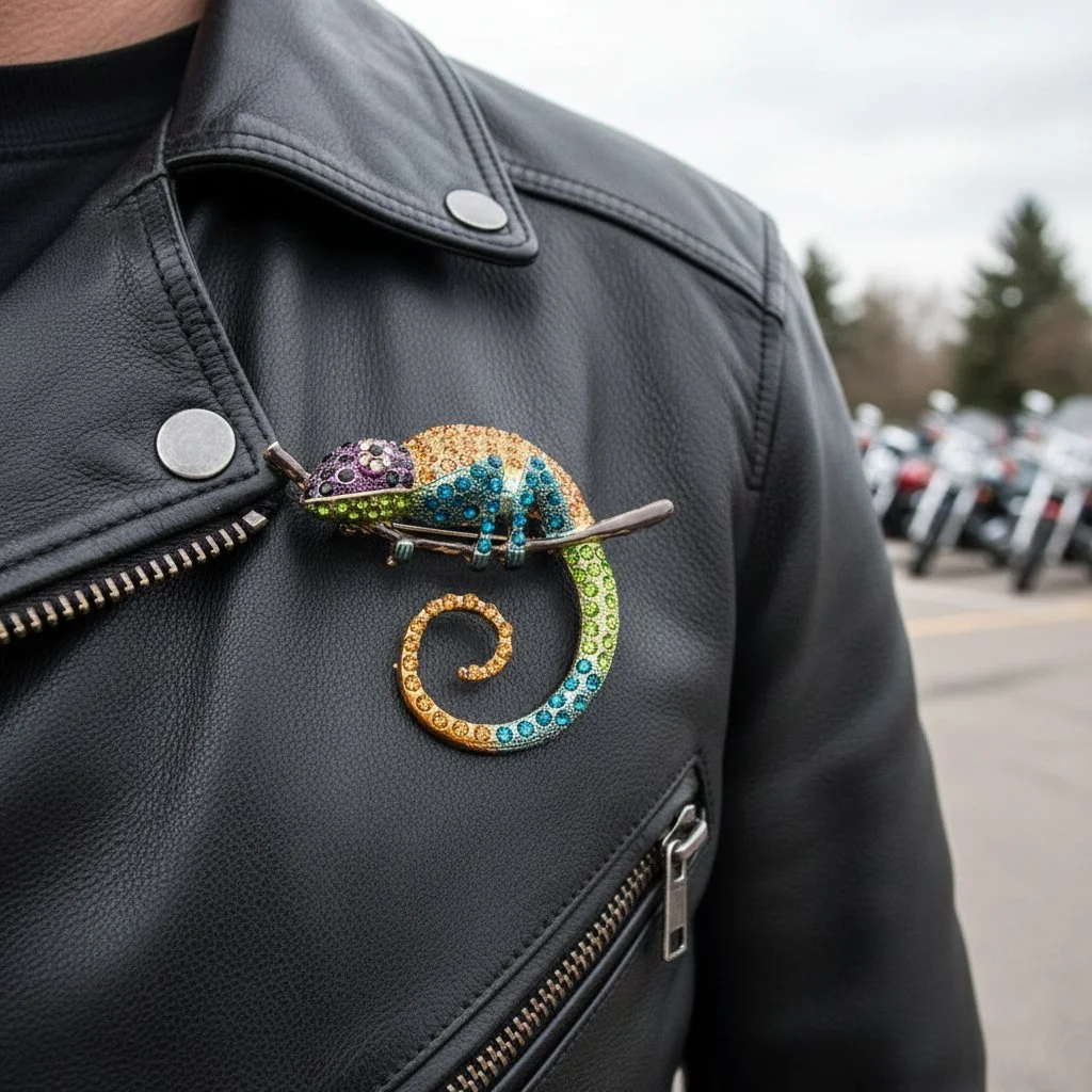 Chameleon Rhinestone Brooch Pin