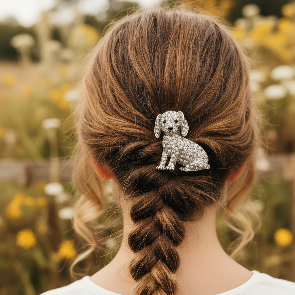 Dog Brooch Pin – Rhinestone Puppy Statement Jewelry