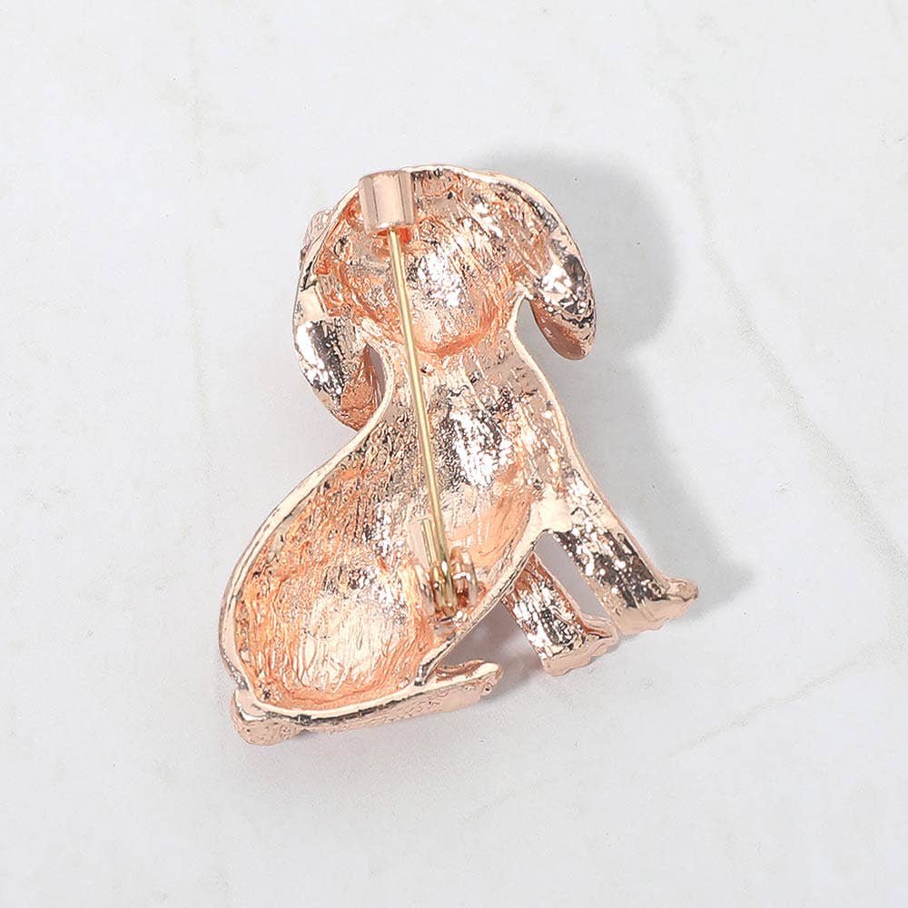 Back view of golden puppy brooch