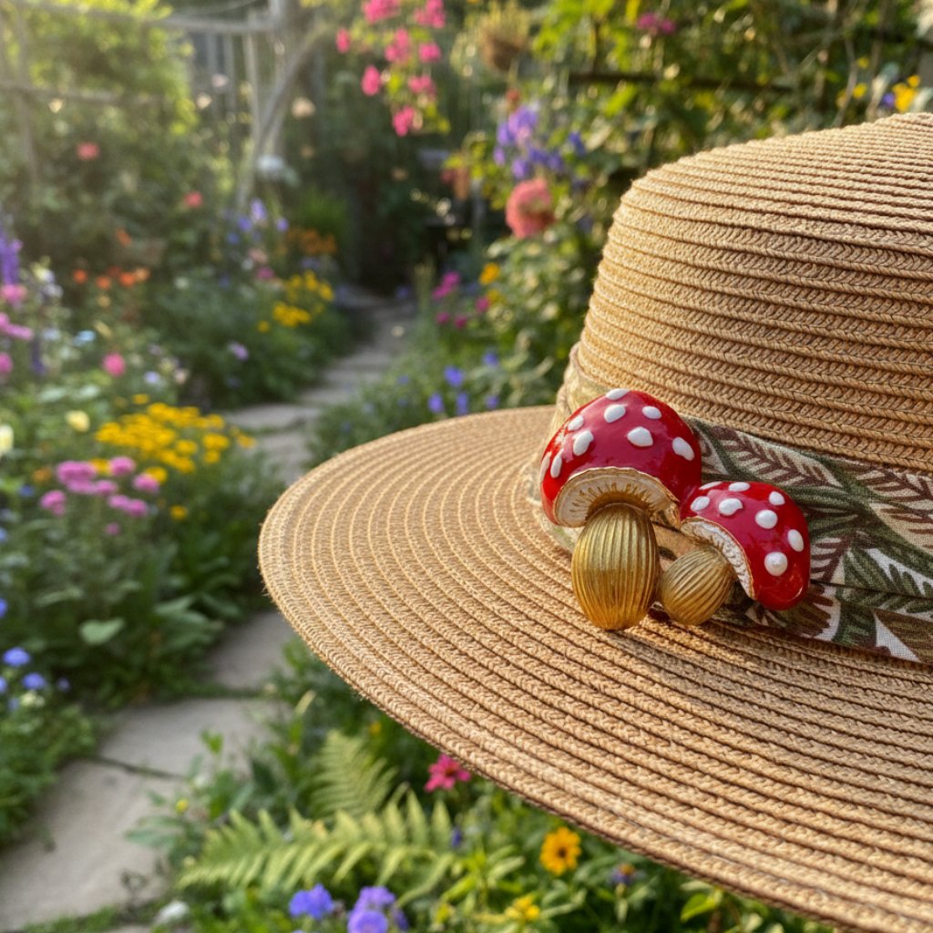 Mushroom Brooch Pin – Red Enamel Nature Statement Jewelry