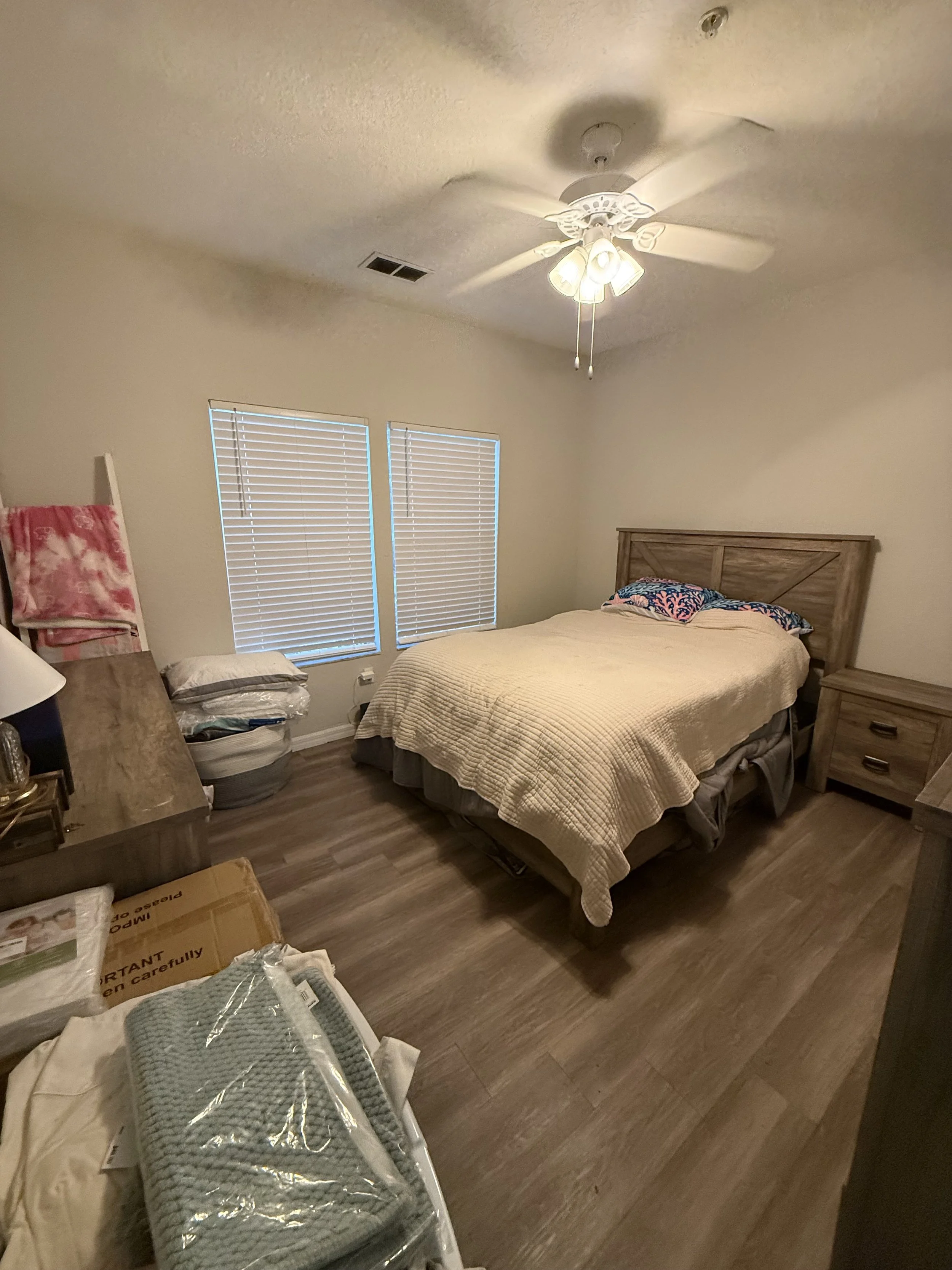 I help guide the decisions and handle the heavy lifting so the process keeps moving without becoming overwhelming. Step by step, we turned an impossible-feeling project into a calm, functional bedroom—and gave her one less thing in life to carry.