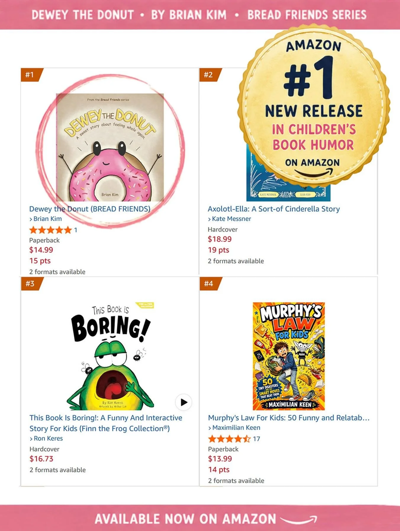 🍩 BIG NEWS!

Dewey the Donut hit #1 New Release in Children&rsquo;s Book Humor on Amazon!
Thank you to everyone who supported Dewey&rsquo;s launch and helped bring this sweet story to life.
This little donut is officially out in the world&mdash;and 