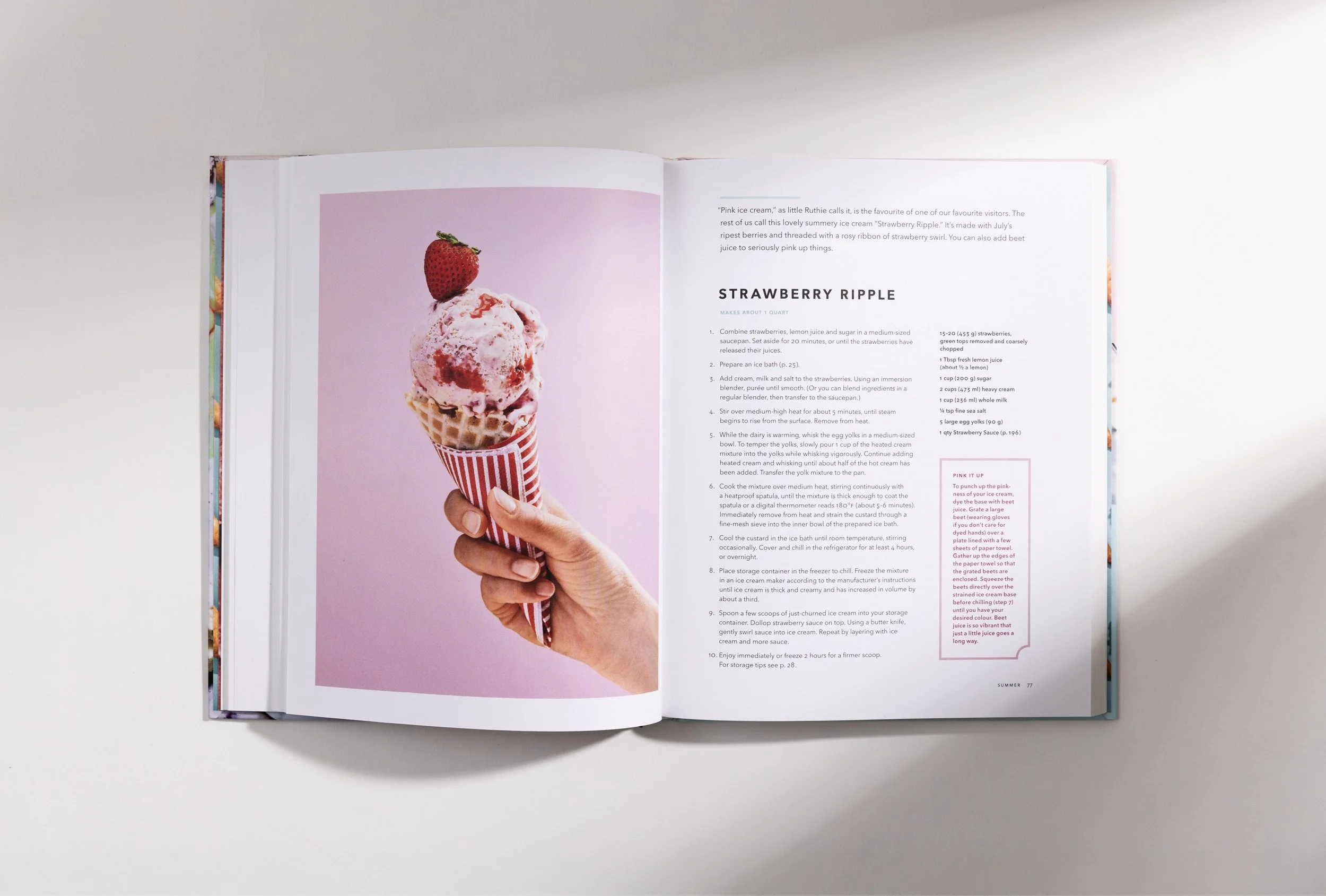 Cookbook recipe and playful imagery