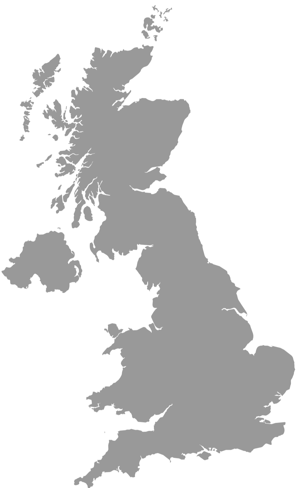 A map of the United Kingdom in gray on a black background.