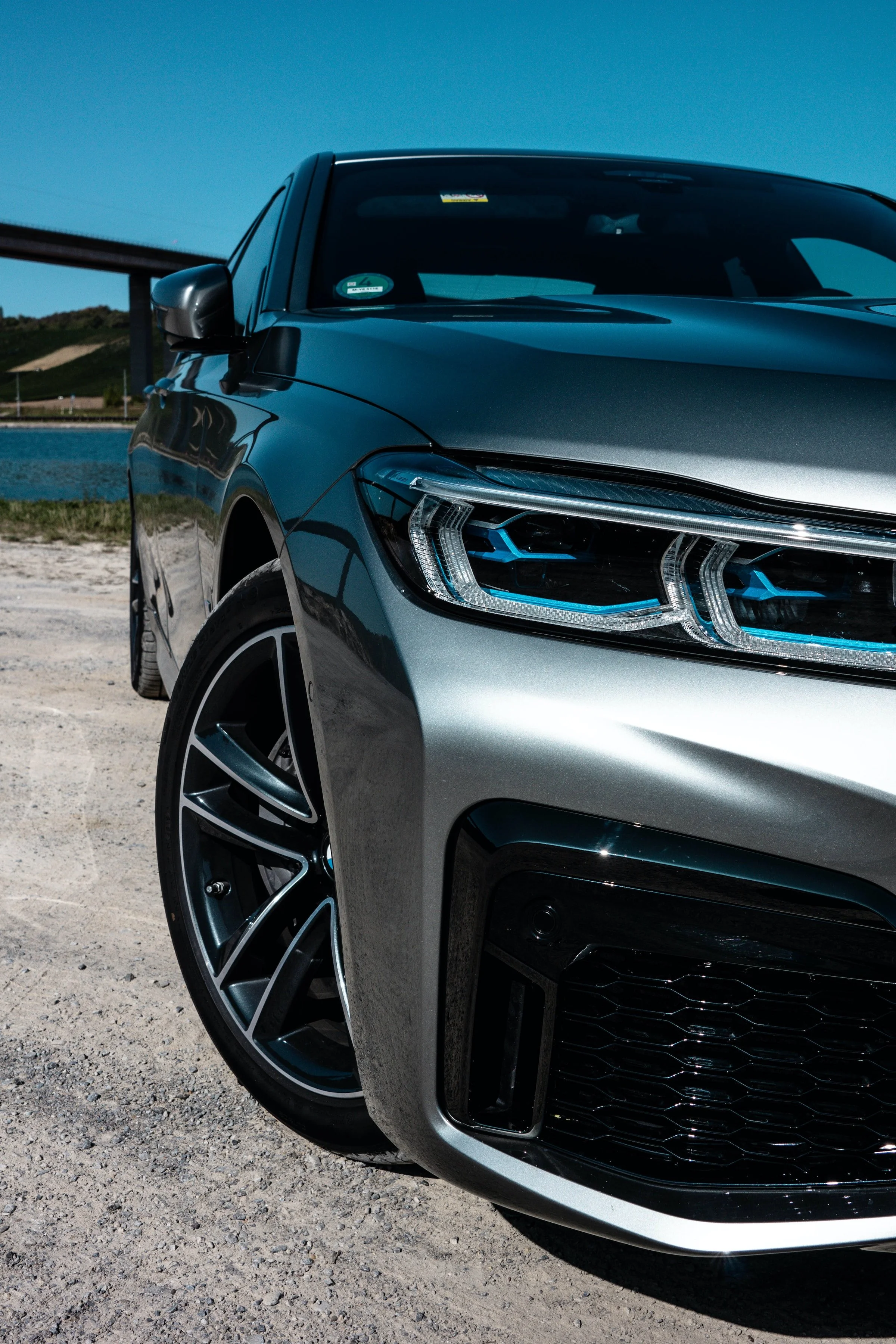 Car exterior front angle.