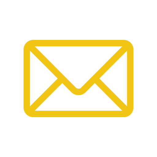 Yellow outline of an envelope icon on a black background.