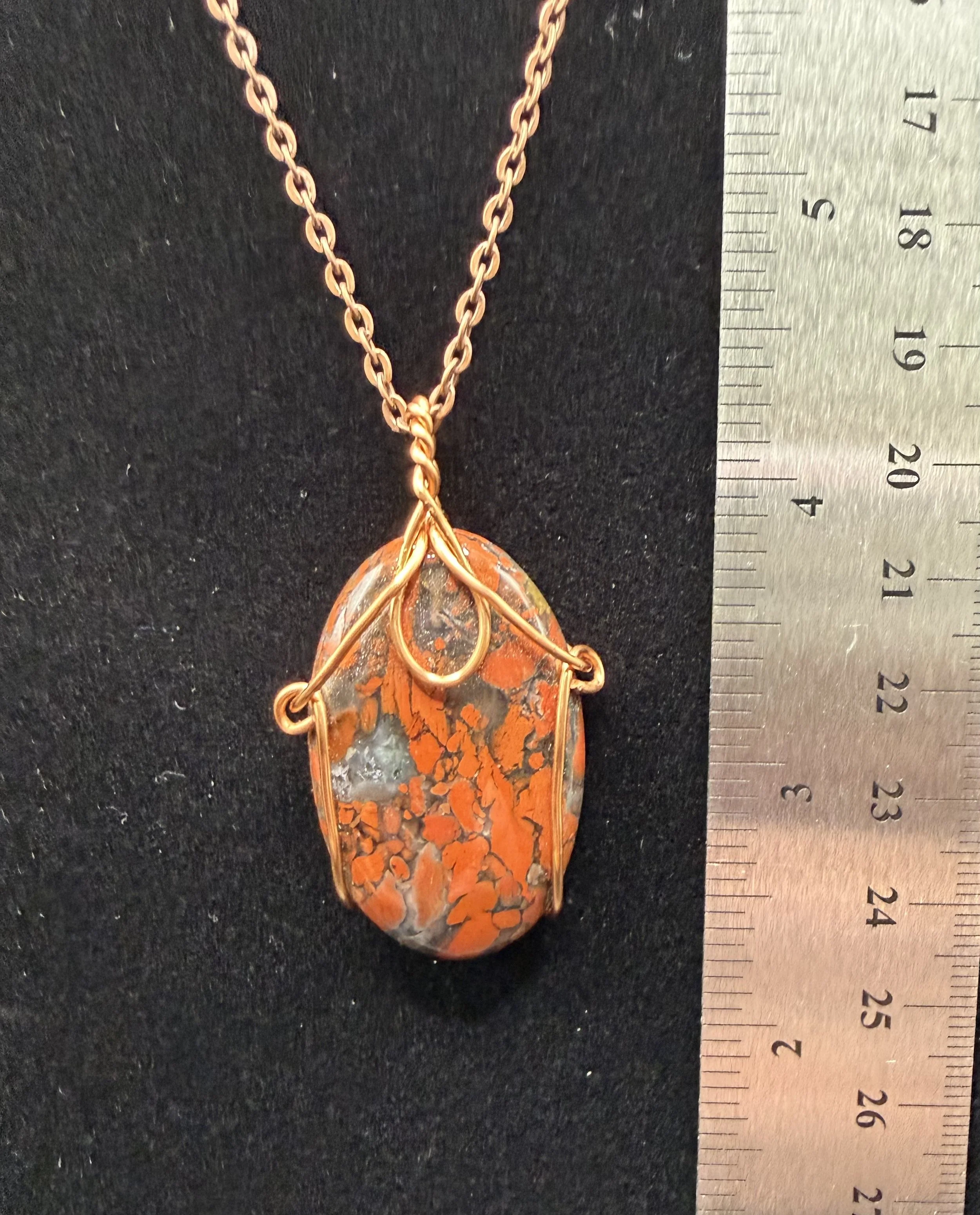 Brecciated Jasper Copper-Wrapped Pendant