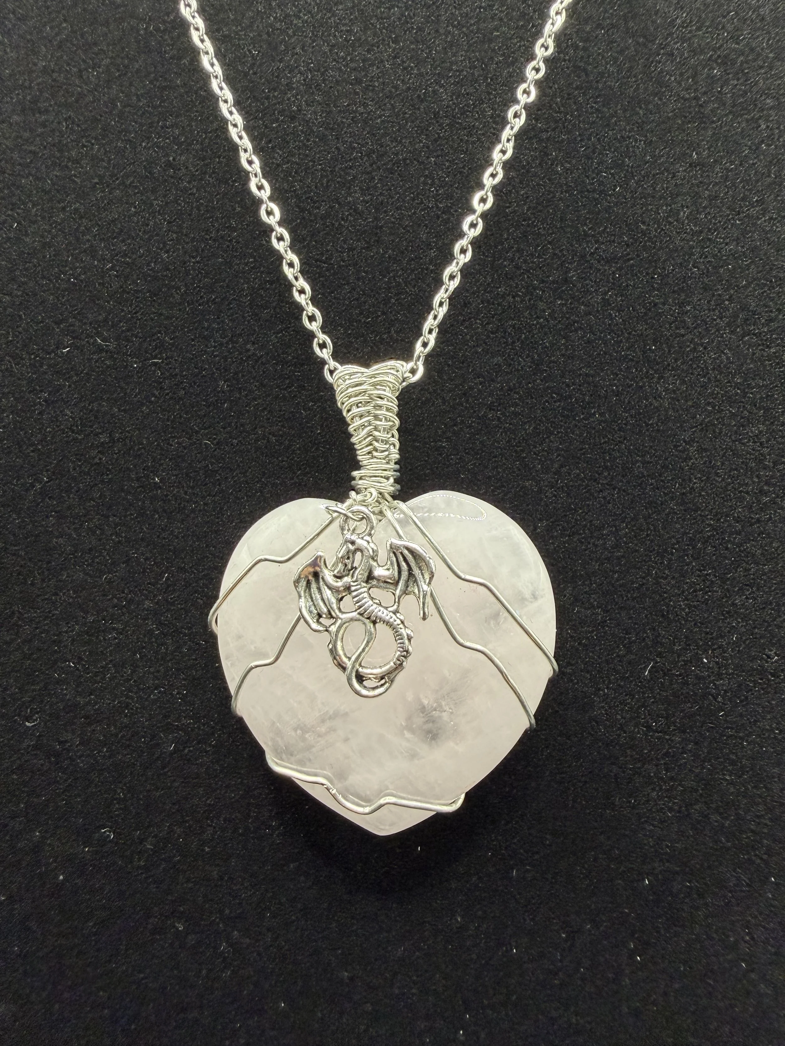 Rose Quartz Dragon Heart Pendant