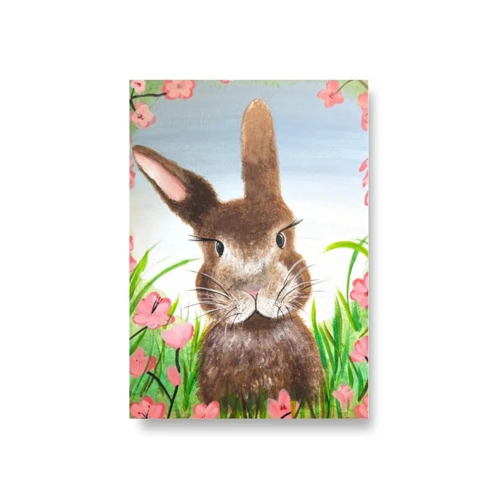 Easter Bunny in Field of Flowers Poster