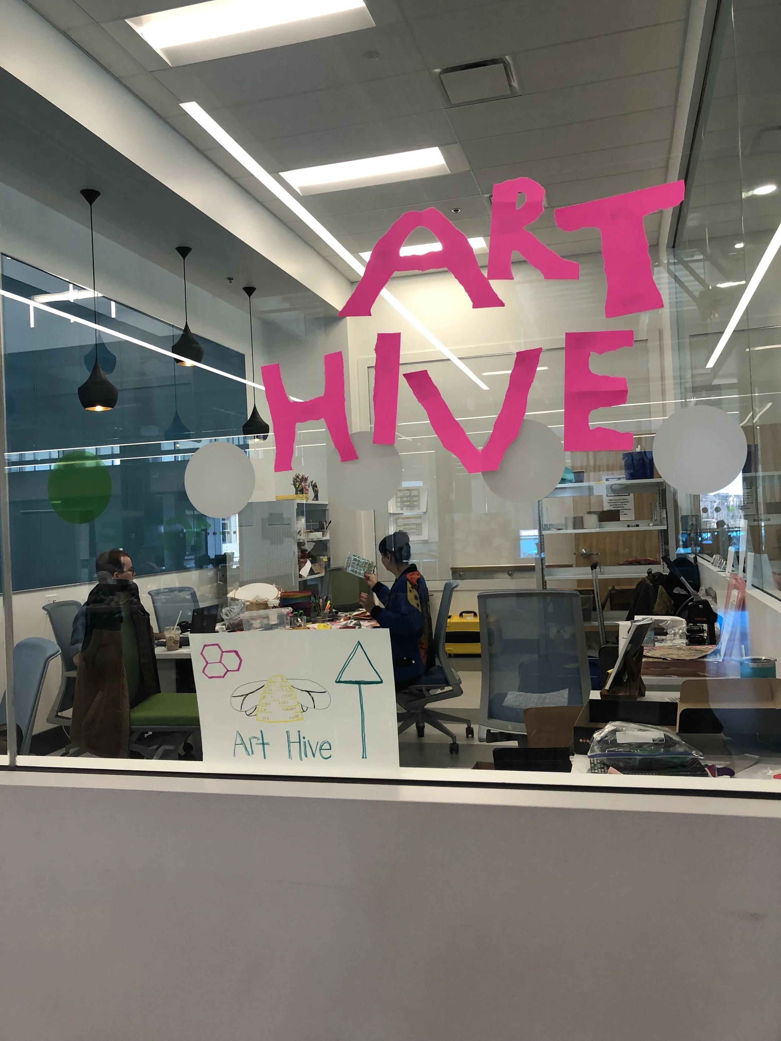 Image of the Art Hive at our 2024 philoSOPHIA conference: a space teeming with art supplies ready for use by conference participants.