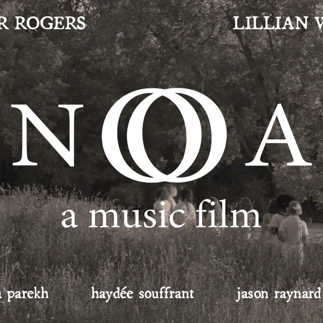 Central piece of a three-part header image for the film, with trees and grasses in the backdrop, listing the filmmakers (Tay Rogers and Lillian Walker) and cast (Jason Jackson, Bea Cordelia, Alana Parekh, Haydee Souffrant, Jason Raynard, Pamela Cherm