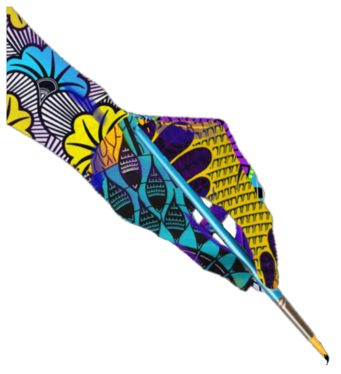 A digital illustration by Bailey Szustak of a multi-coloured hand that is holding a paintbrush.