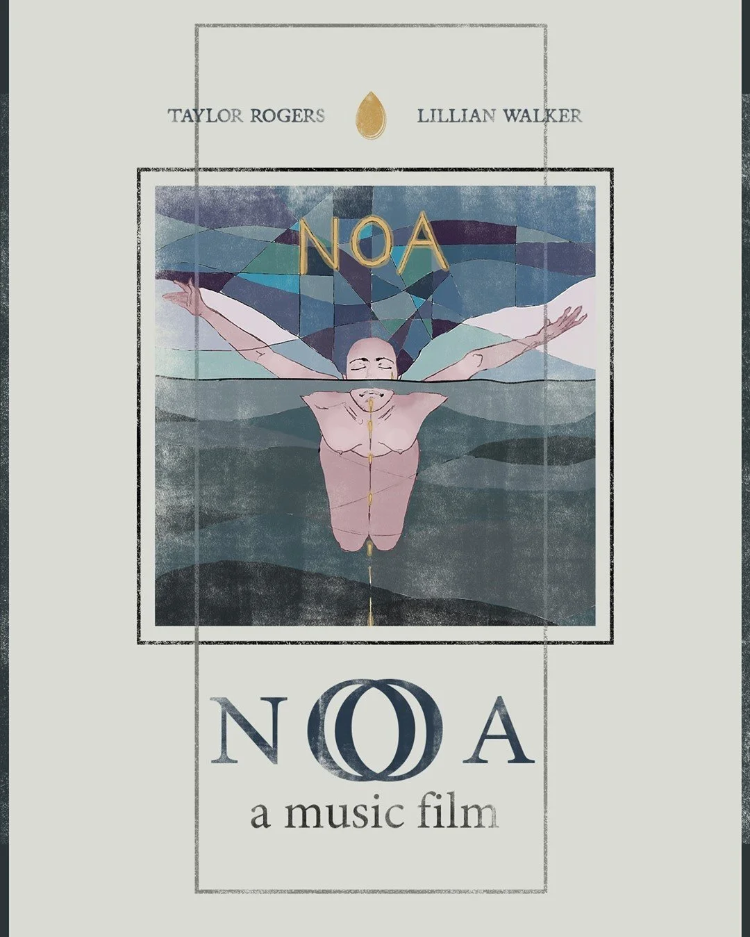 Film cover image for NOA, featuring a nude figure partially submerged in water, arms lifted out as if to fly.