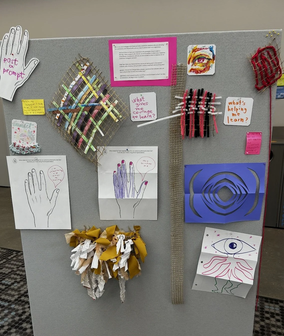 An array of handmade sketches and creations
