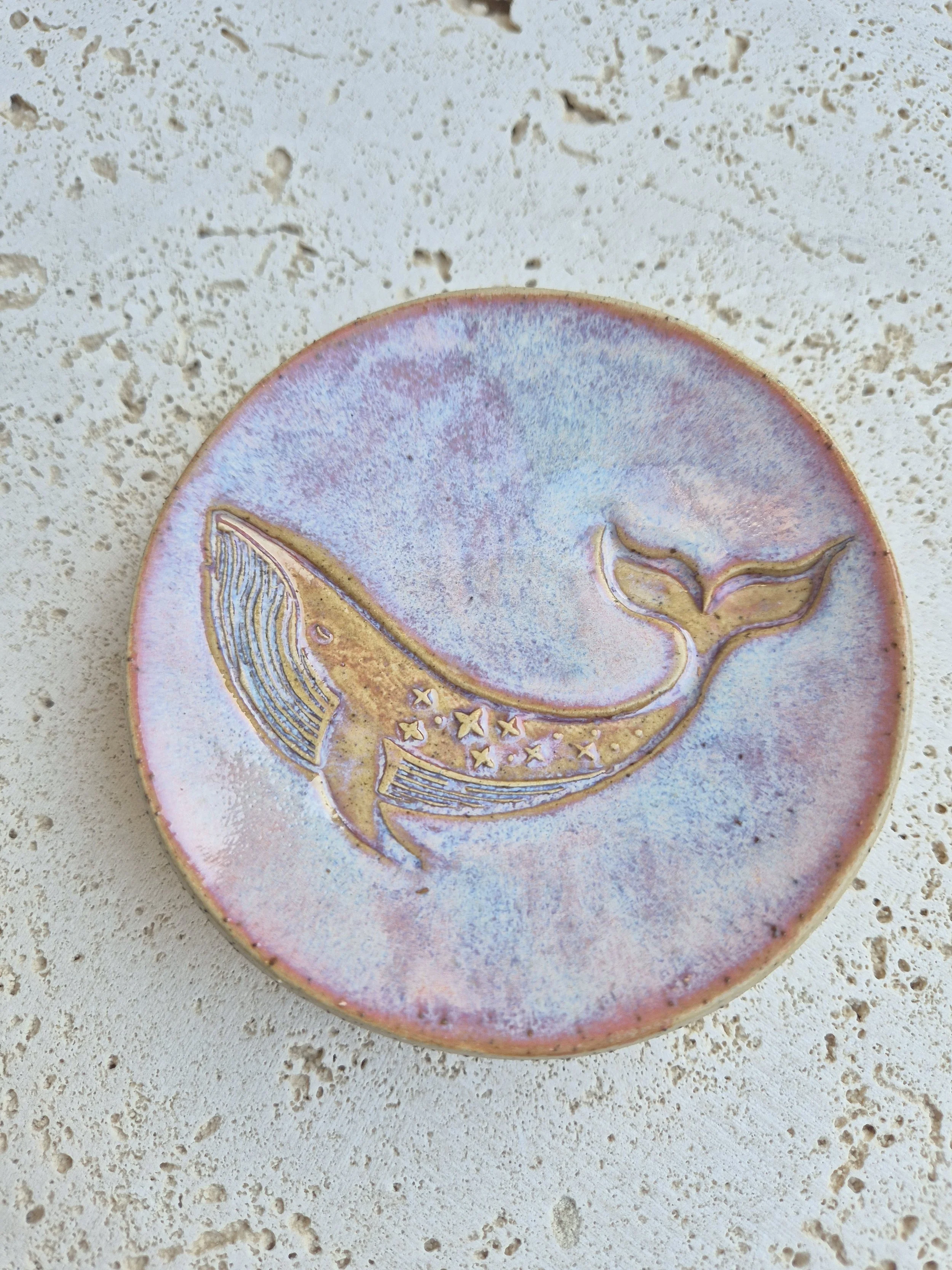 Round Ceramic Whale Trinket Dish