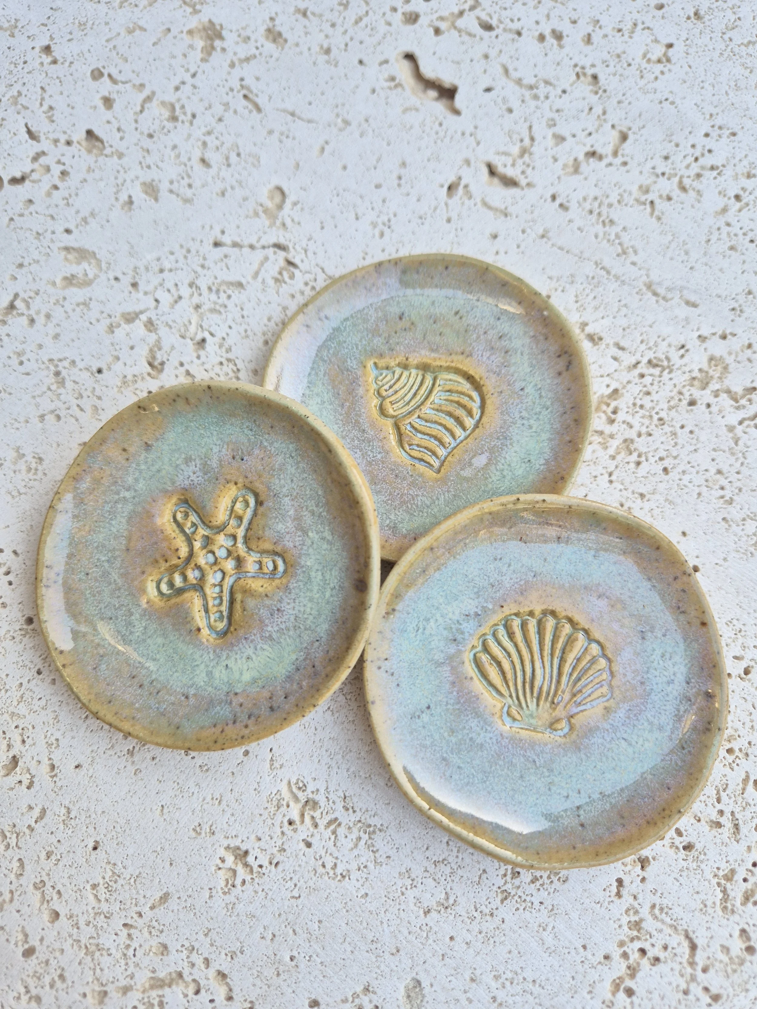Trio Coastal Shells Ring Dish Set