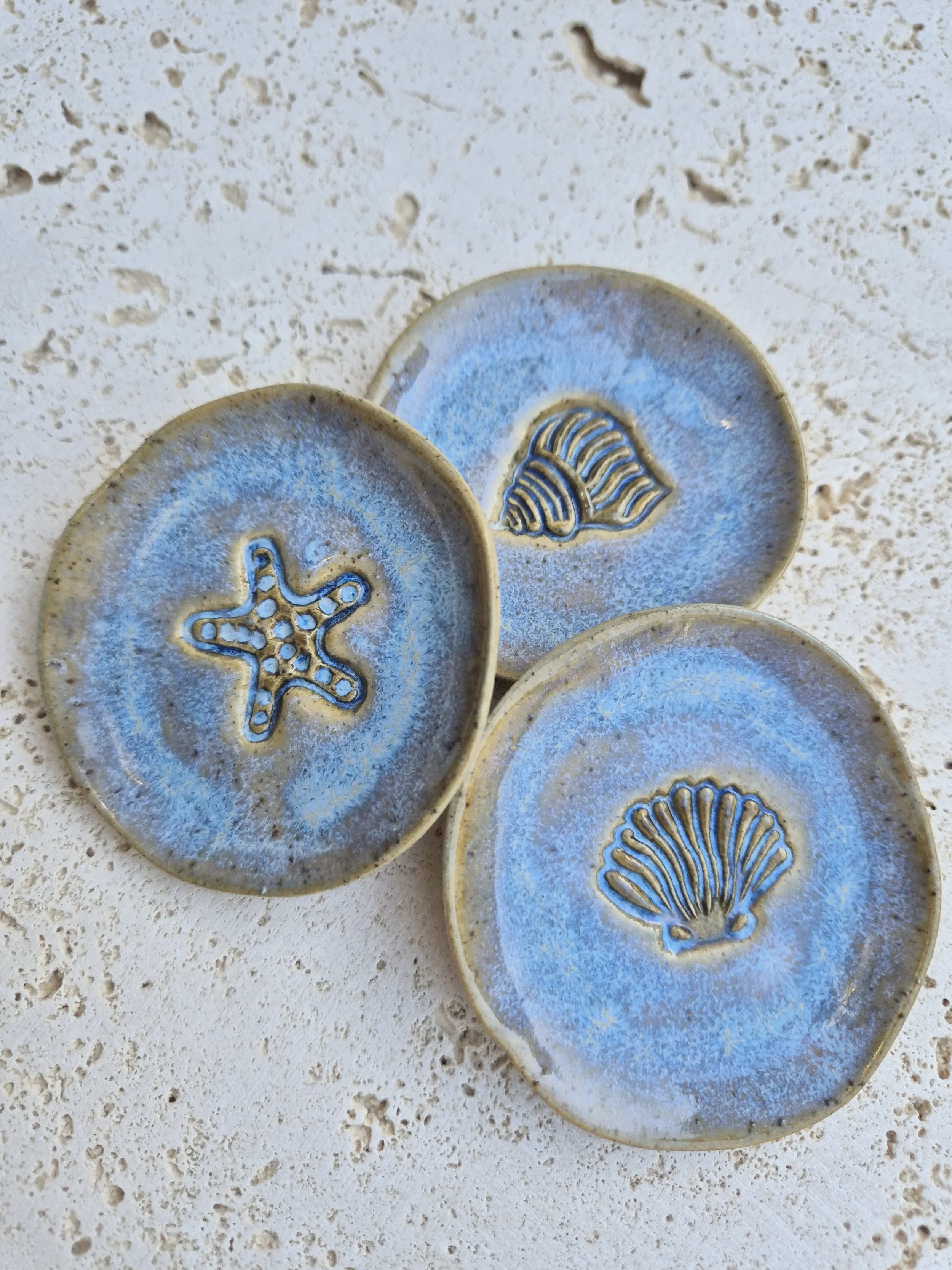 Trio Coastal Shells Ring Dish Set