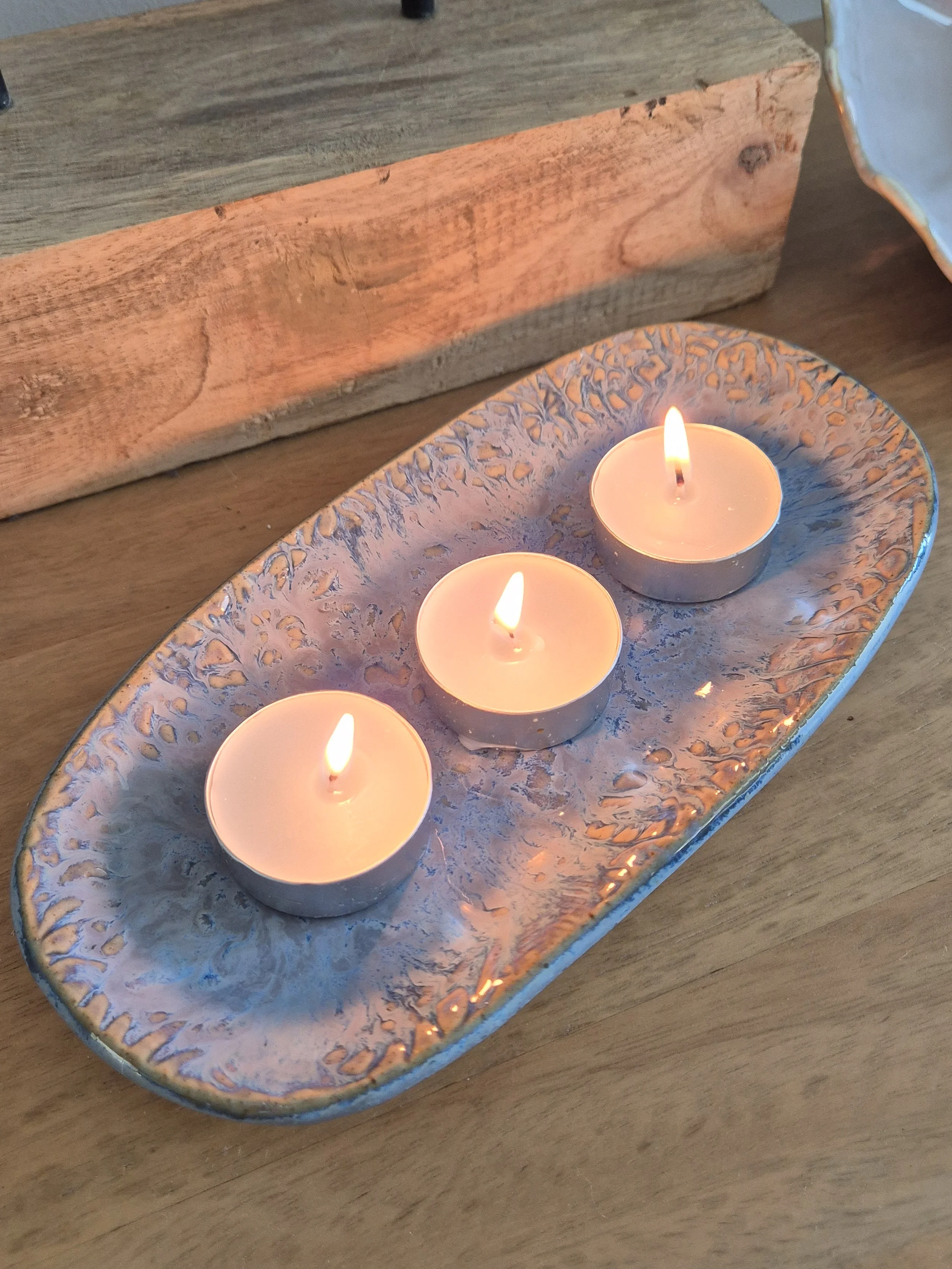 Deep Blue Textured Ceramic Tray