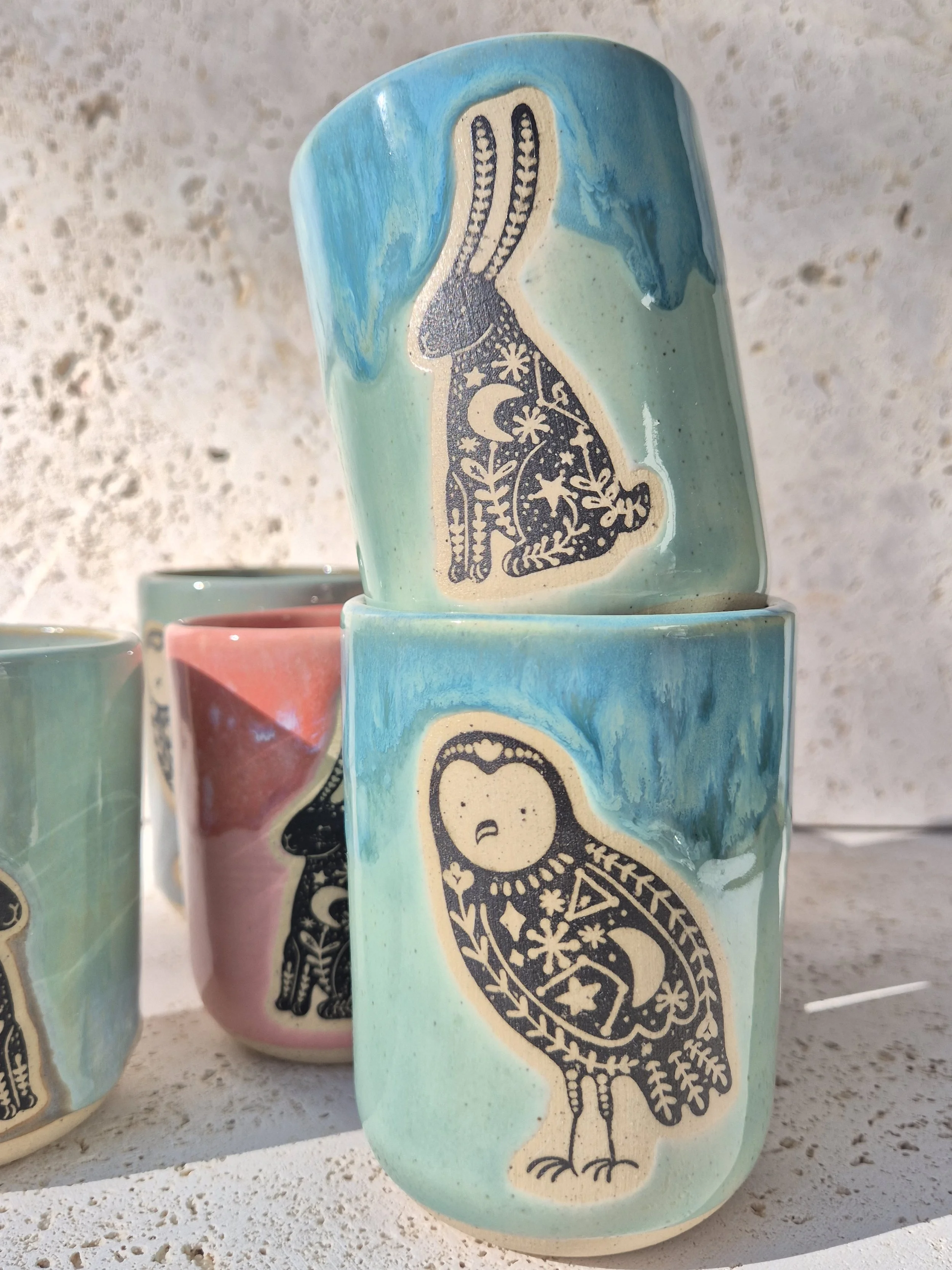 Teal Wave Decal Cups