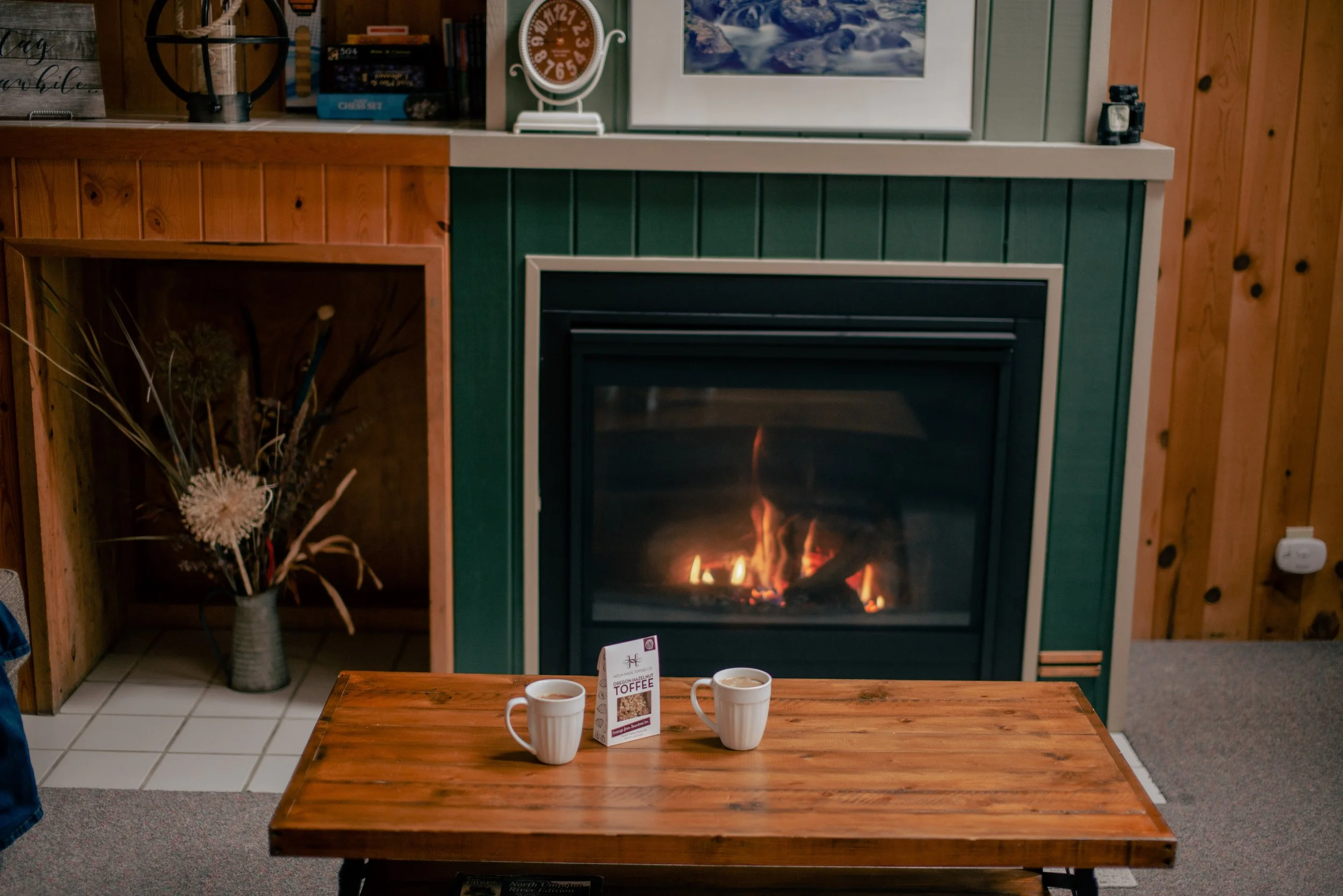 enjoy your morning coffee and complementary toffee by the fire
