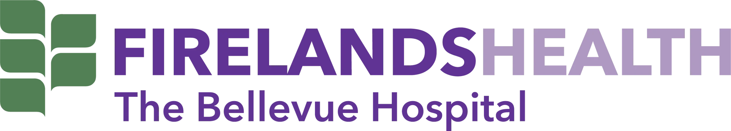 Logo with the text "FrelandHealth The Bellevue Hospital" in purple and green colors.