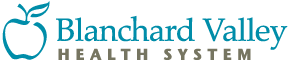 Blanchard Valley logo with blue apple icon and text