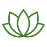Minimalist green lotus flower icon.