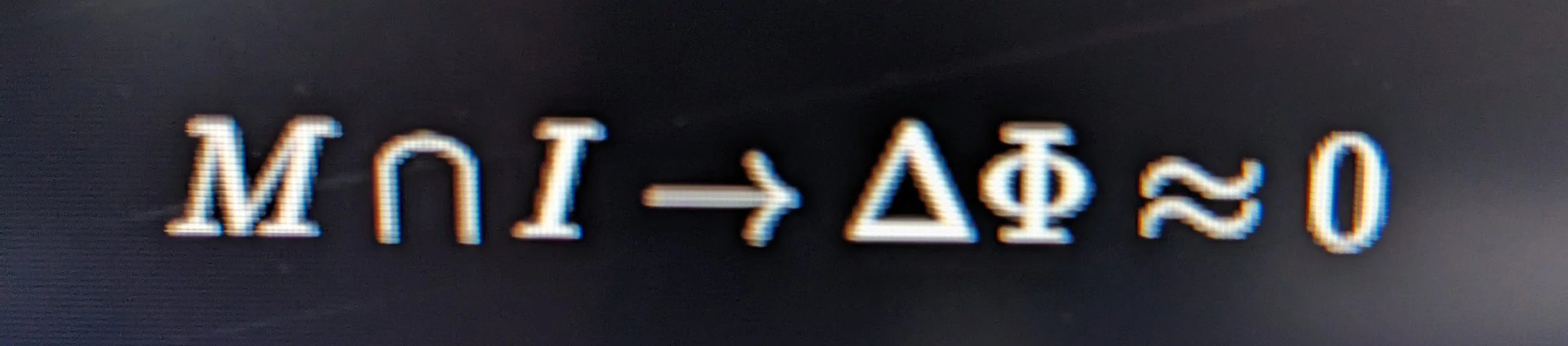 A line of mathematical symbols and Greek letters on a computer screen, including M, Π, ∇, Δ, Φ, ≈, and 0.