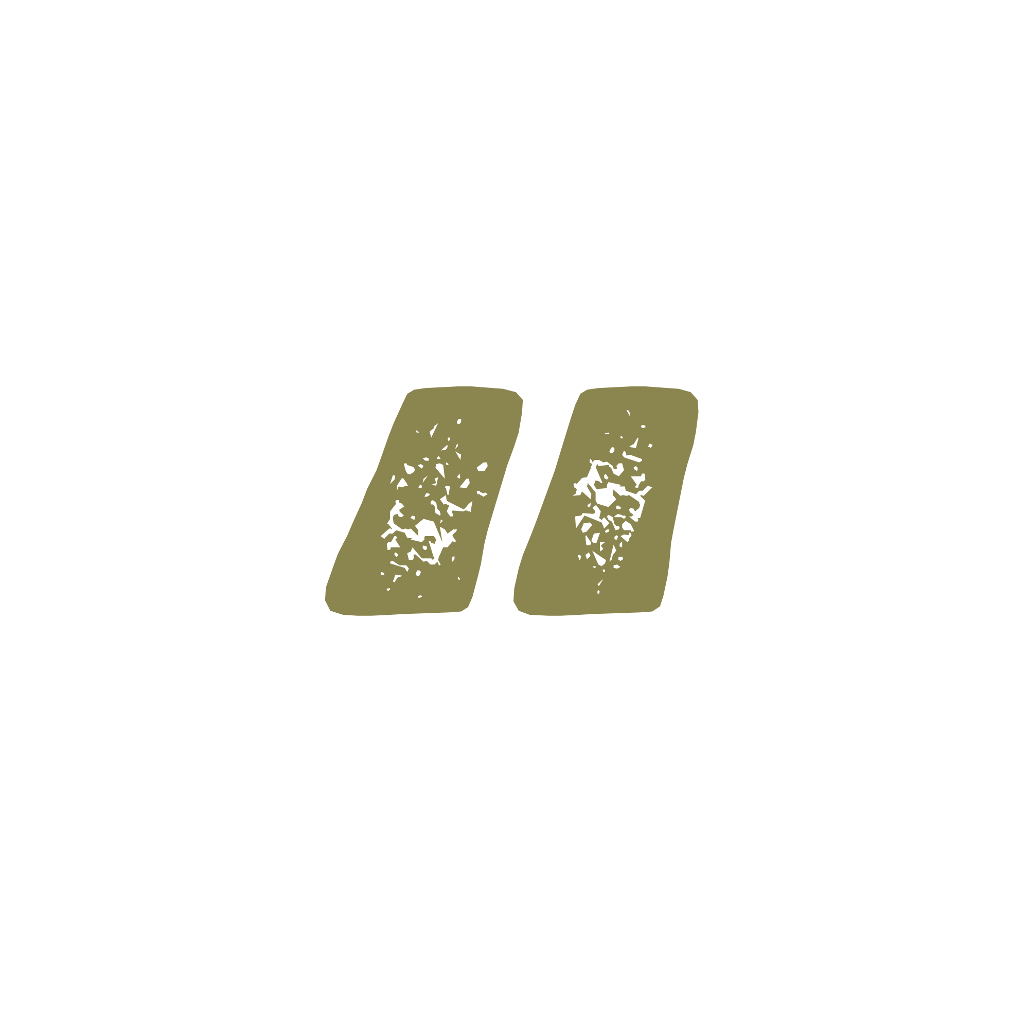A black background with a stylized graphic of two overlapping bars, one beige and one green, with a distressed texture.