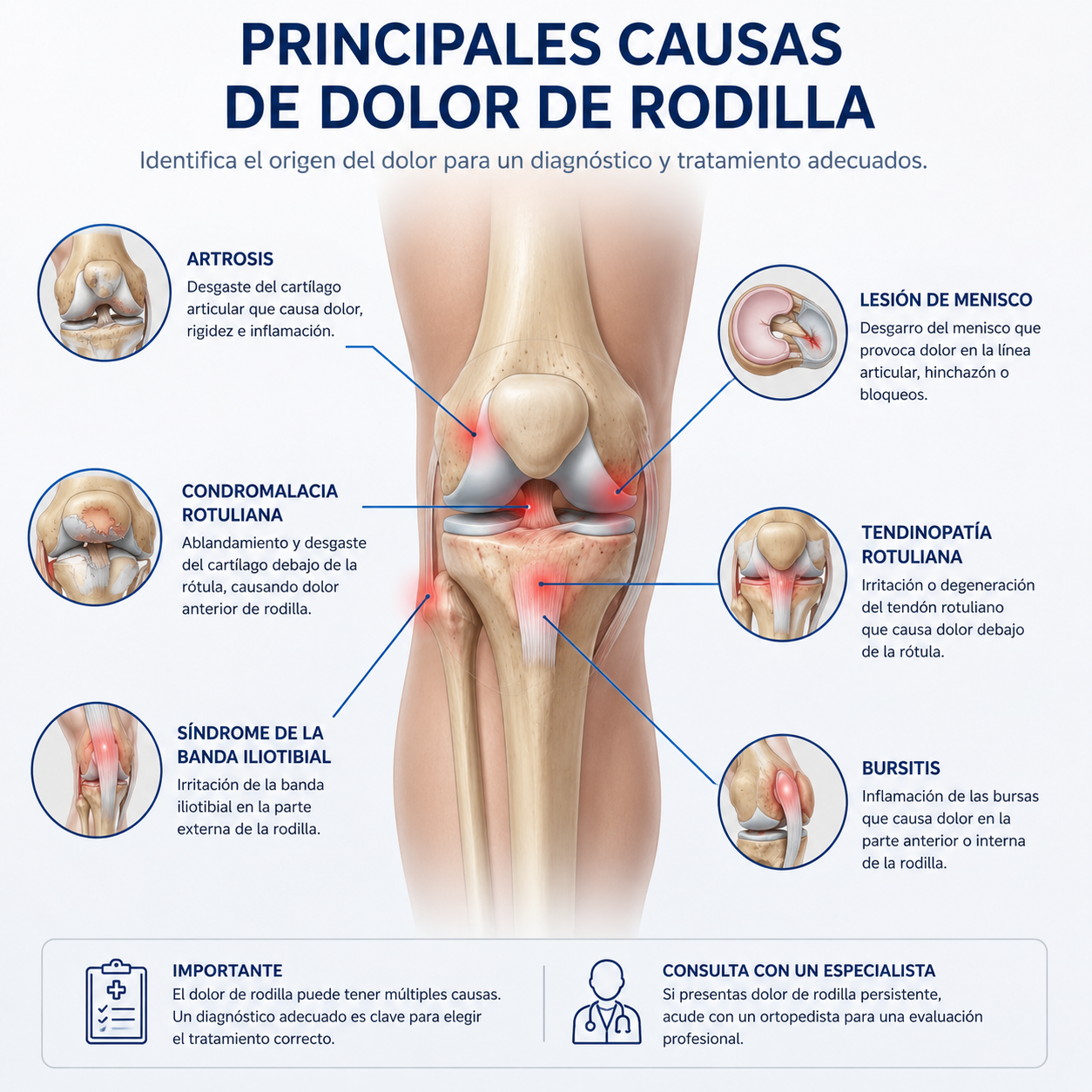 ¿Por qué duele la rodilla? Las 7 causas más frecuentes y cuándo consultar a un especialista