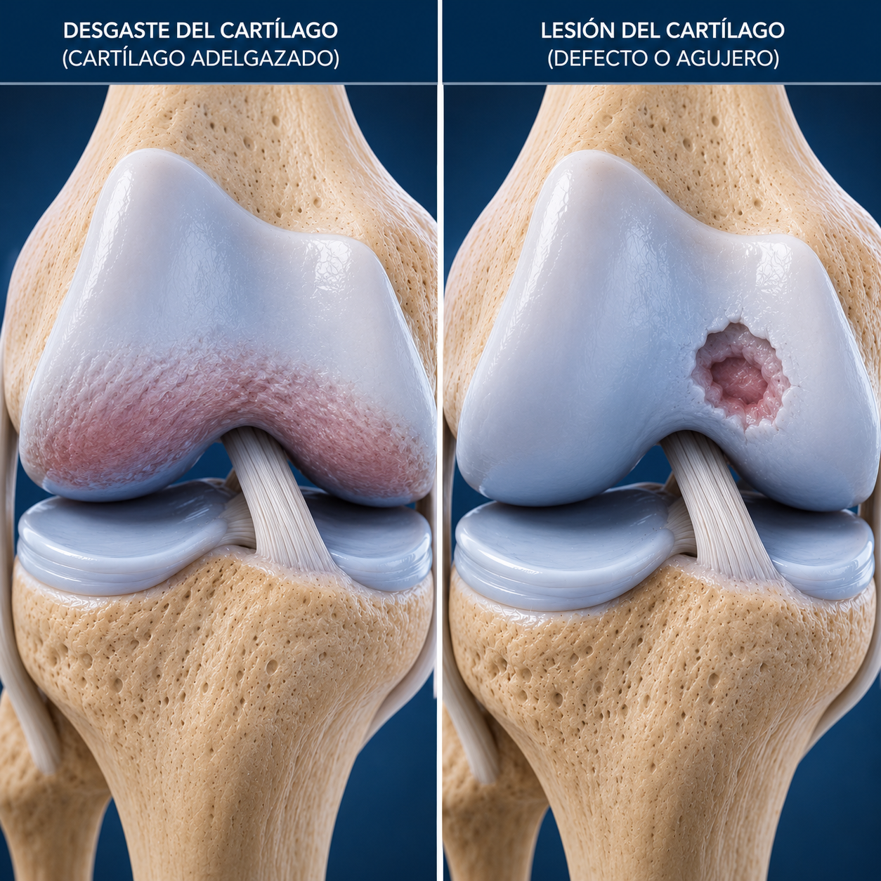 diferencia entre el desgate del cartílago contra las lesiones del cartílago