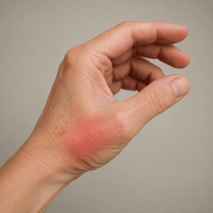 Ilustración de dolor en la base del pulgar por rizartrosis