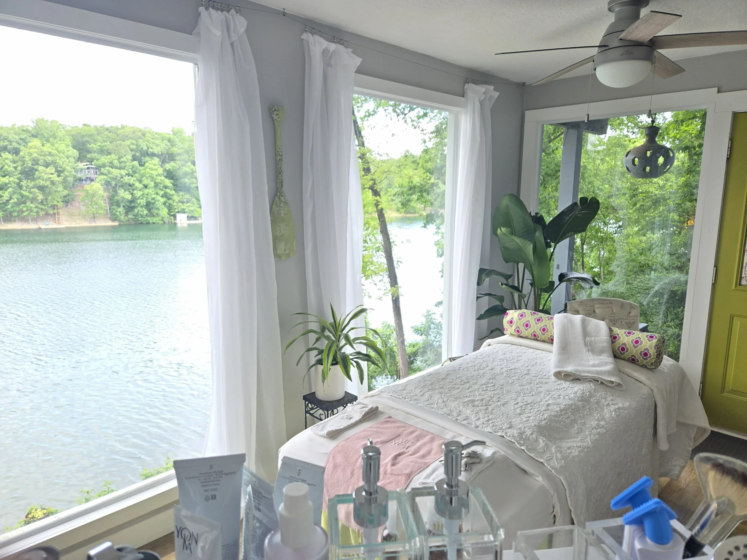 Relaxing lakeside facial experience by Lakeview Day Spa at The Green Door on Lake Avalon