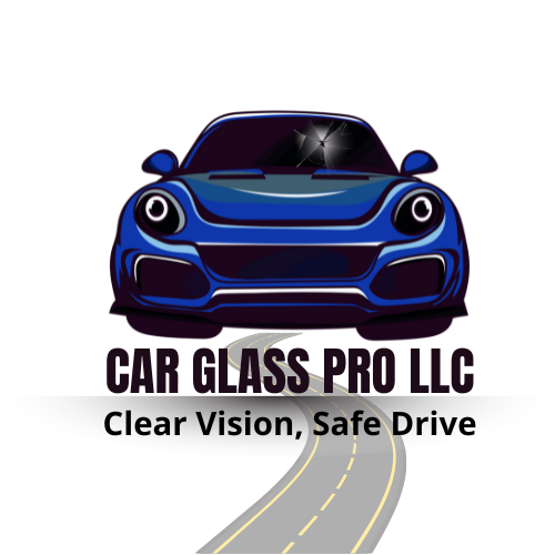 A digital illustration of a blue sports car with glowing headlights on a dark background, with a yellow road leading forward and the text 'Clear Vision, Safe Drive' at the bottom.