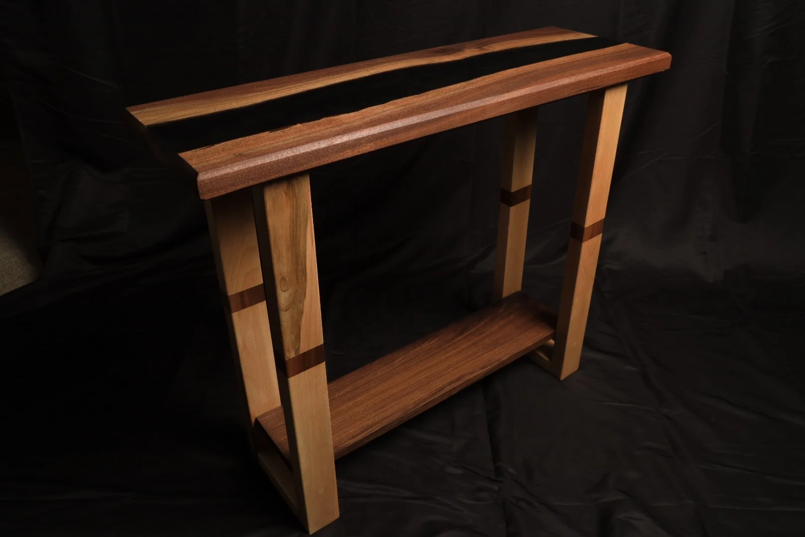 Walnut Epoxy River Console Table, Black