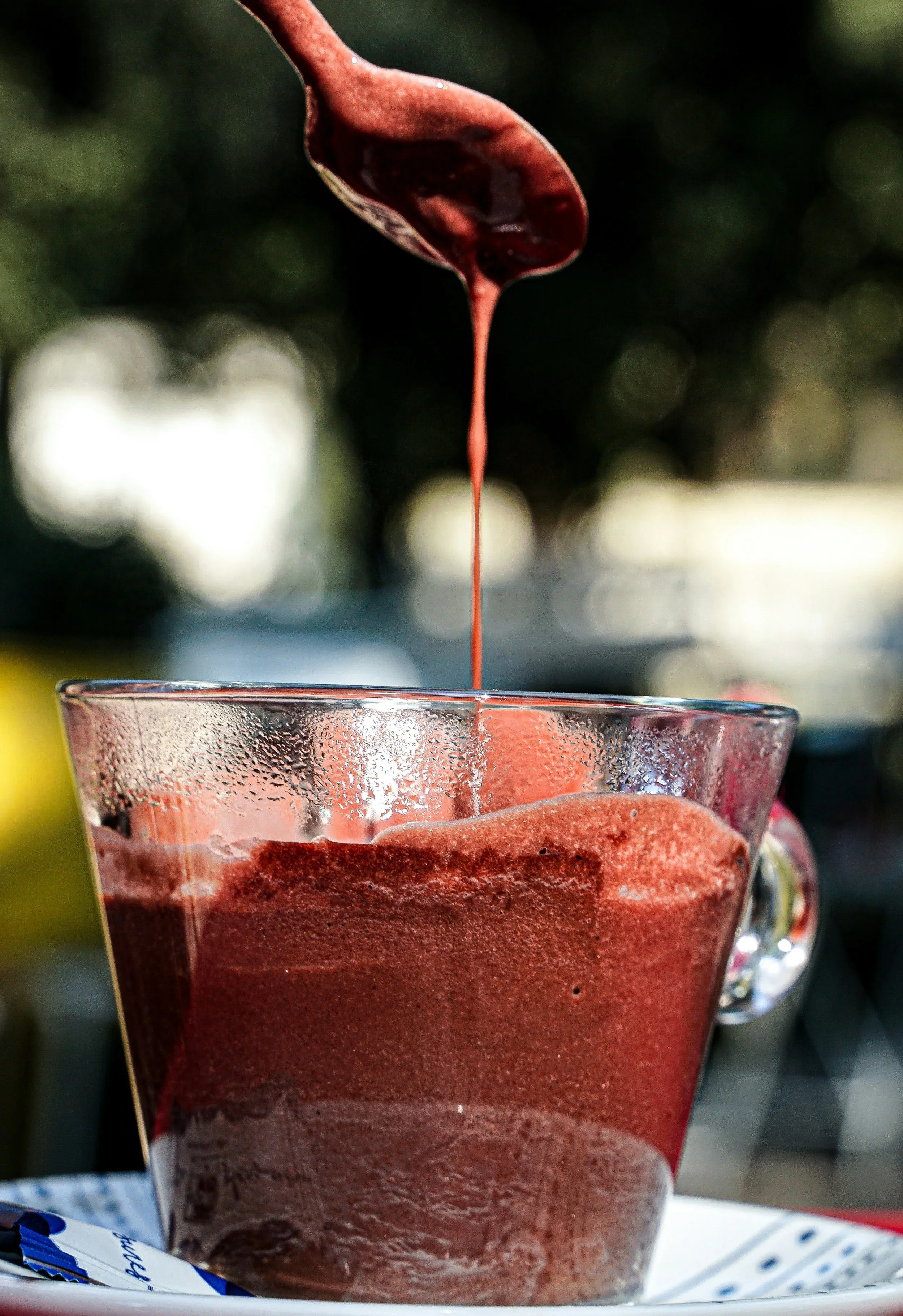 A close-up of a nourishing smoothie filled with healthy ingredients