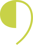 A single green stylised quotation mark.