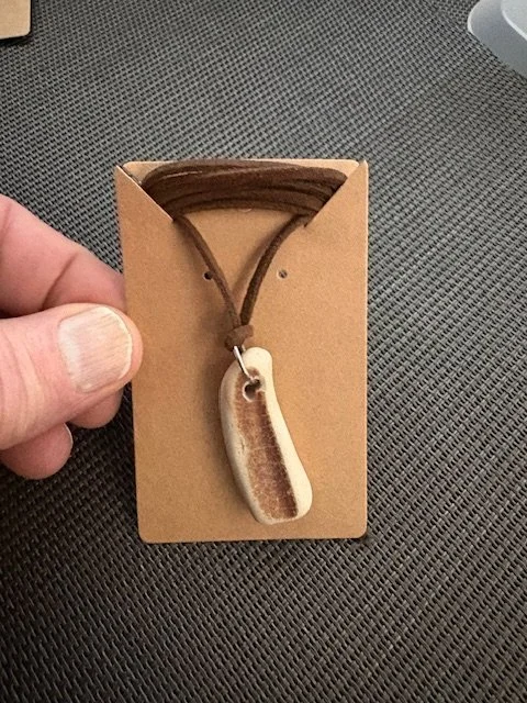 Piece of Cool Ceramic on a Leather Strap Necklace