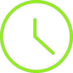 Green outline clock showing the time as 4:00.