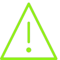Green warning triangle with an exclamation mark inside.