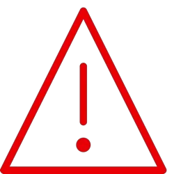 A warning sign with a red exclamation mark inside a triangle.