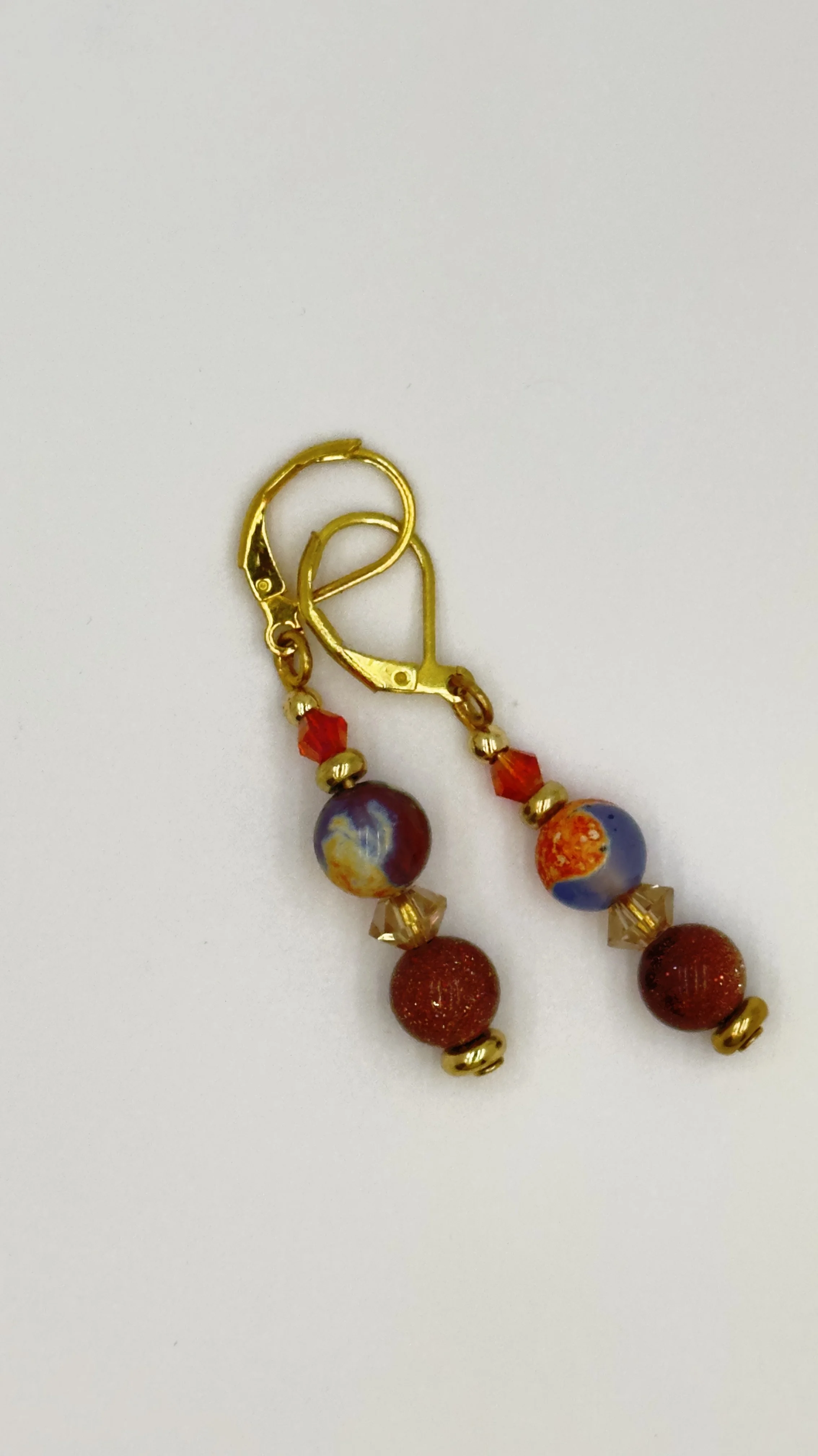 Orange and Gold Gemstone Earrings