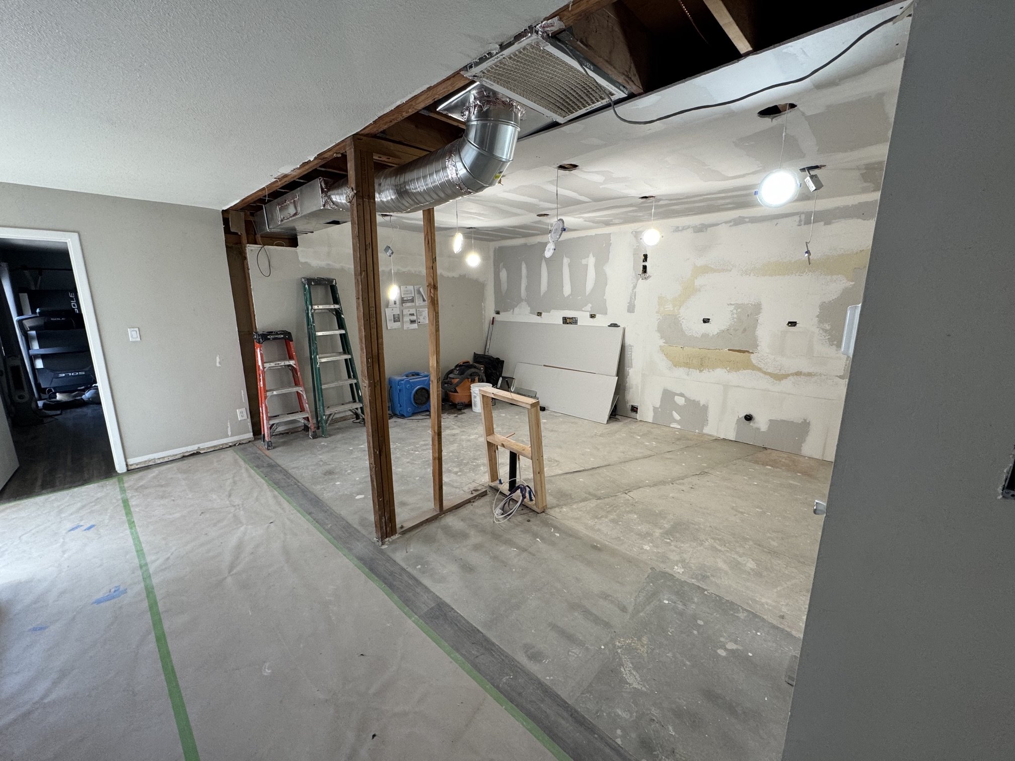 Add reinforced beam in ceiling- During