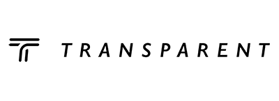 Transparent logo featuring a stylized T symbol with the word TRANSPARENT in uppercase letters.