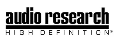 Logo for Audio Research with bold black text and the phrase 'High Definition' below.