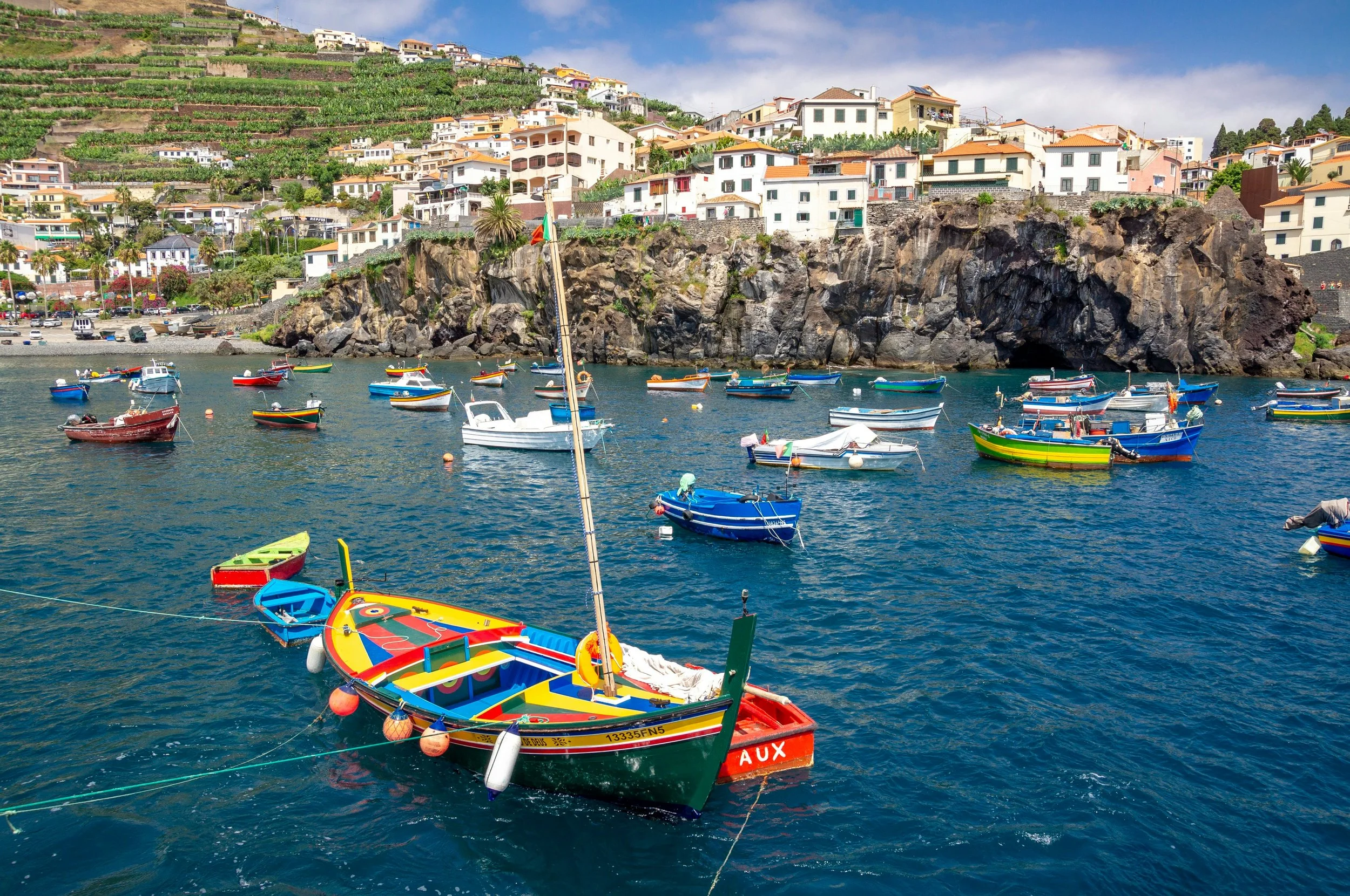 Funchal Madeira Portugal waterfront and hillside