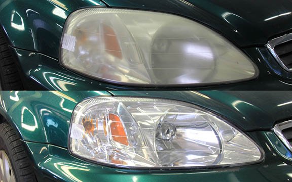 Headlight restoration before and after Lynnwood WA.