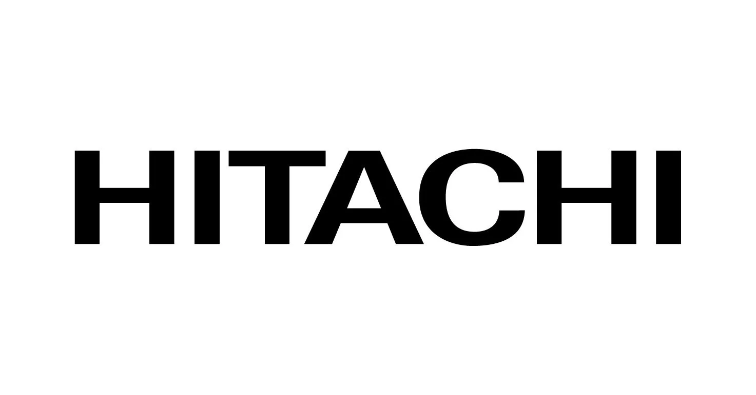 The word 'HITACHI' in bold black letters on a white background.